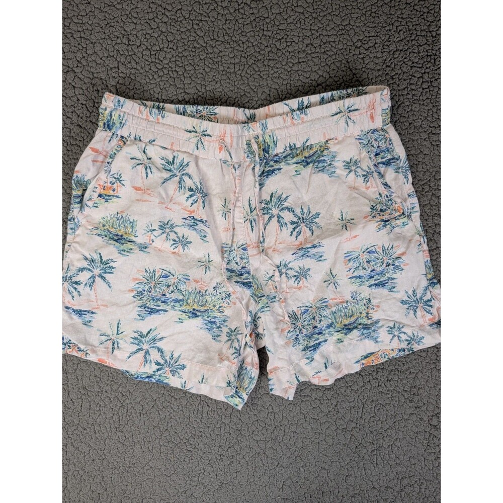 Tommy Bahama Women's Linen Floral Tropical Shorts M Drawstring Pockets Resort